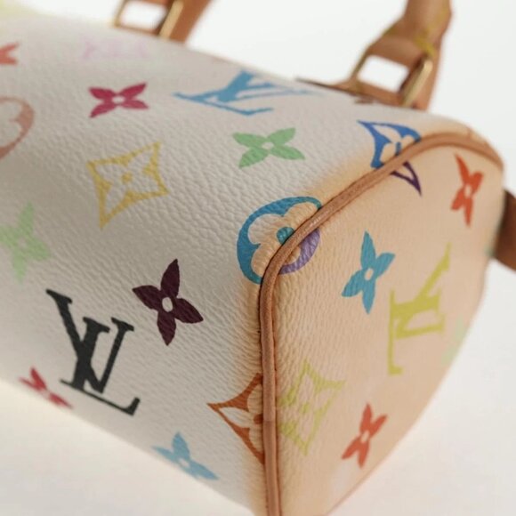 LOUIS VUITTON Monogram Multicolor Mini Speedy Hand Bag White M92645 Auth 143167A - Picture 5 of 16